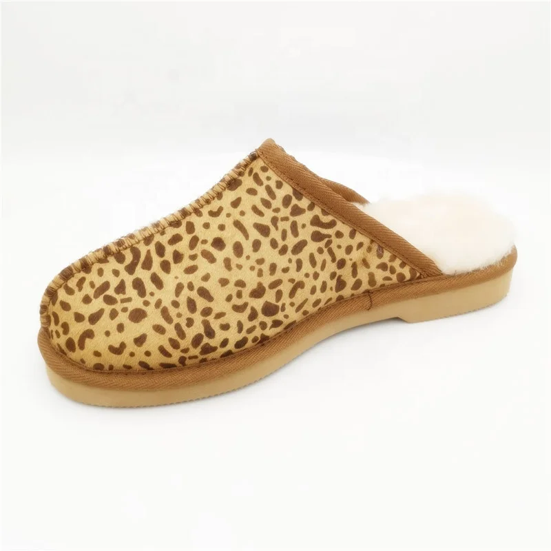 HQS-WS005 wholesale sheepskin moccasin slippers winter Australian sheepskin slippers for girl