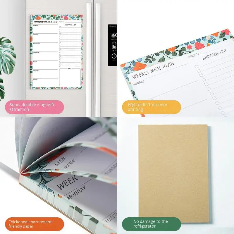 custom Recipe list Dietary planner book Notepad Magnetic refrigerator magnets Shopping planner self-discipline