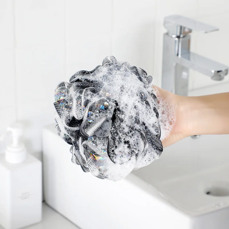 Wholesale Fast Foaming Bath Sponge Shower Loofahs Mesh Pouf Bath Brush Soft Net Body Scrubber Sponge Ball