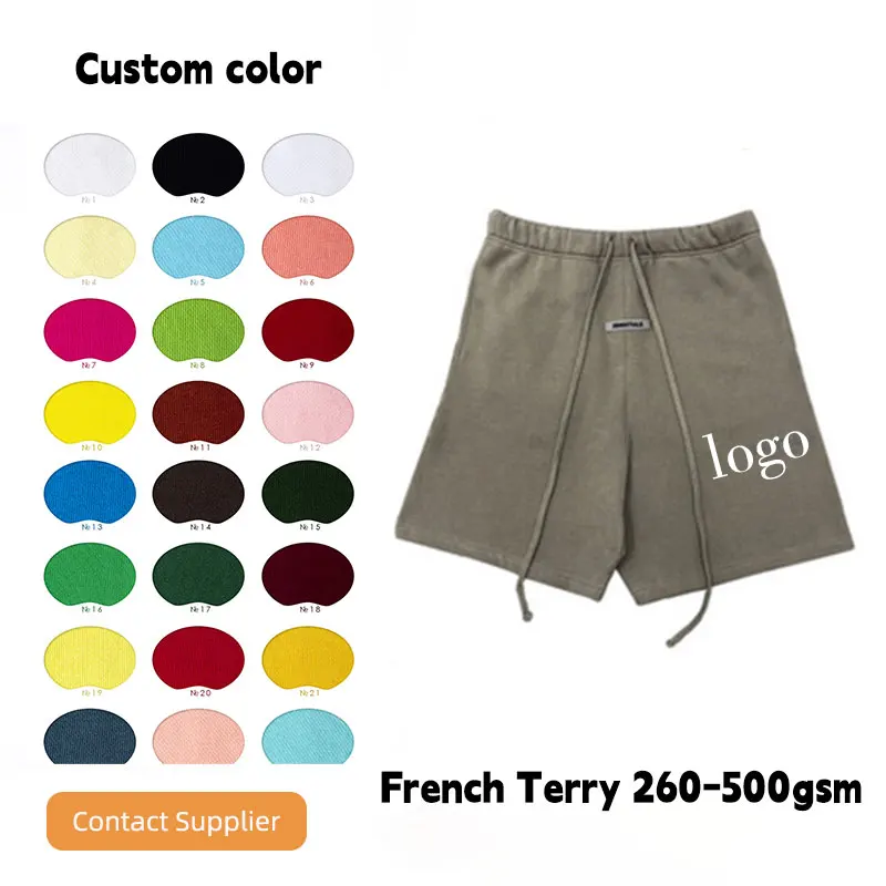 Hot selling style high quality ESSENTIALS shorts reflective french terry cotton shorts men