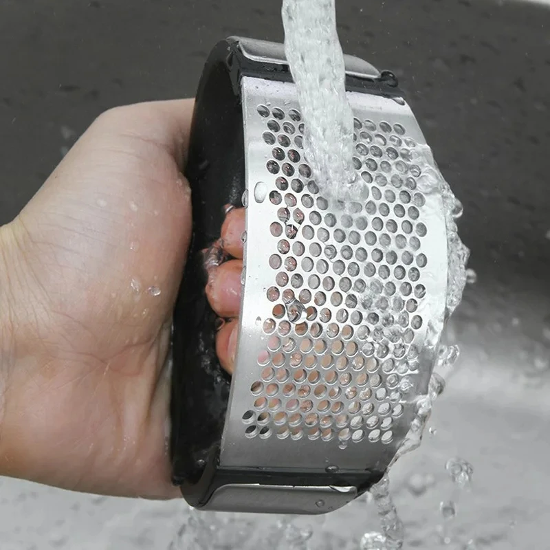 Hot garlic press peeler manual Stainless Steel garlic press with Plastic Handle