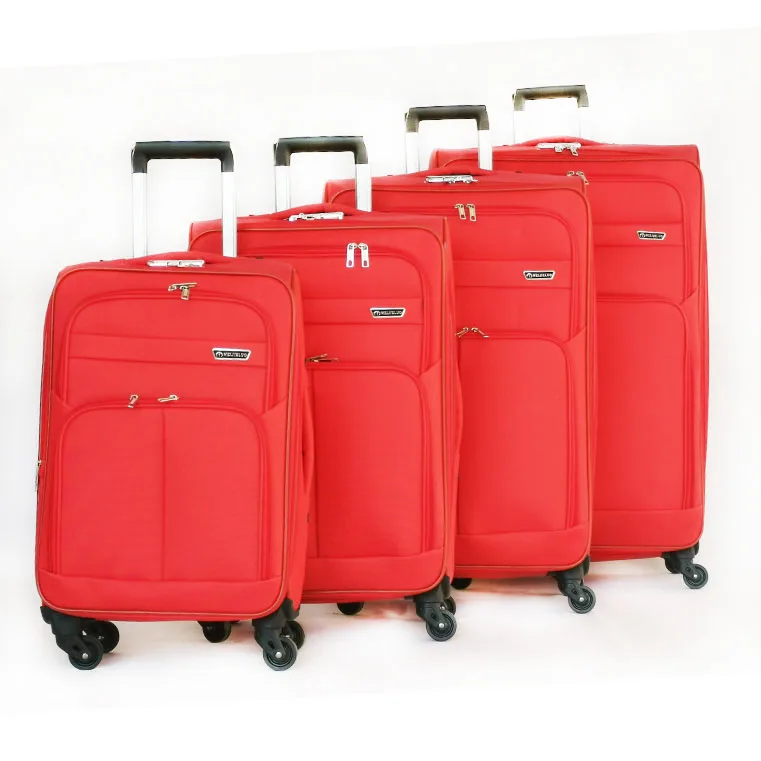 fabric polyester 600D wheeled trolley suitcase set soft side nylon 4 pc set spinner wheels travel luggage
