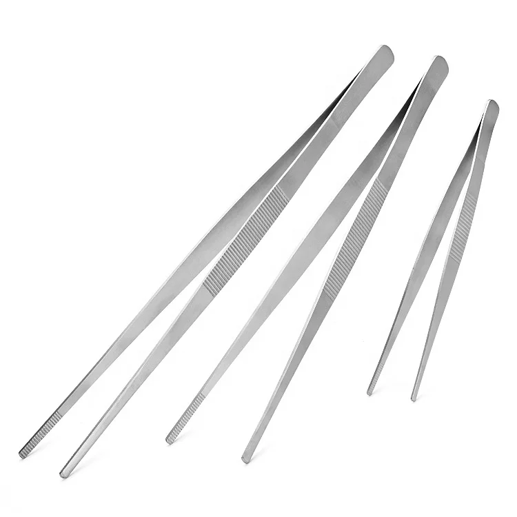 Wholesales Stainless Steel Kitchen Chef Tweezers Sets Food Long Tong with Serrated Tips