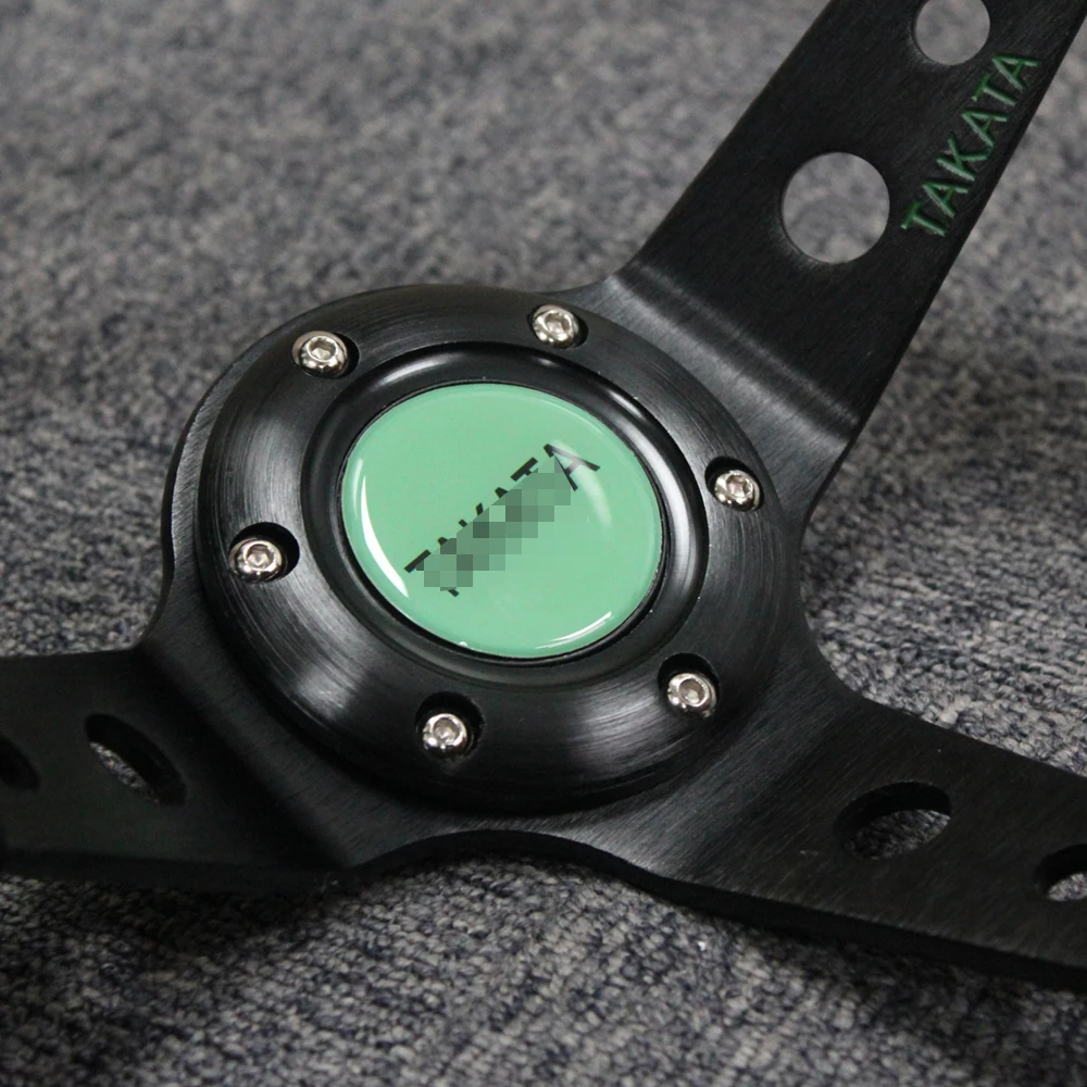 350mm Car Racing Drift Sport Steering Wheel Suede Leather Deep Dish Bottom Boss Hub for Sparco