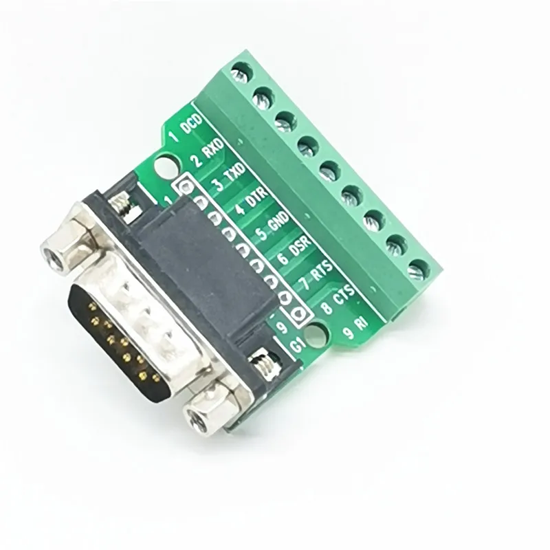DB9-G1 D-Sub 9pin Solderless Connectors DB9 RS232 Serial to Terminal Male Adapter Connector Breakout Board Nut
