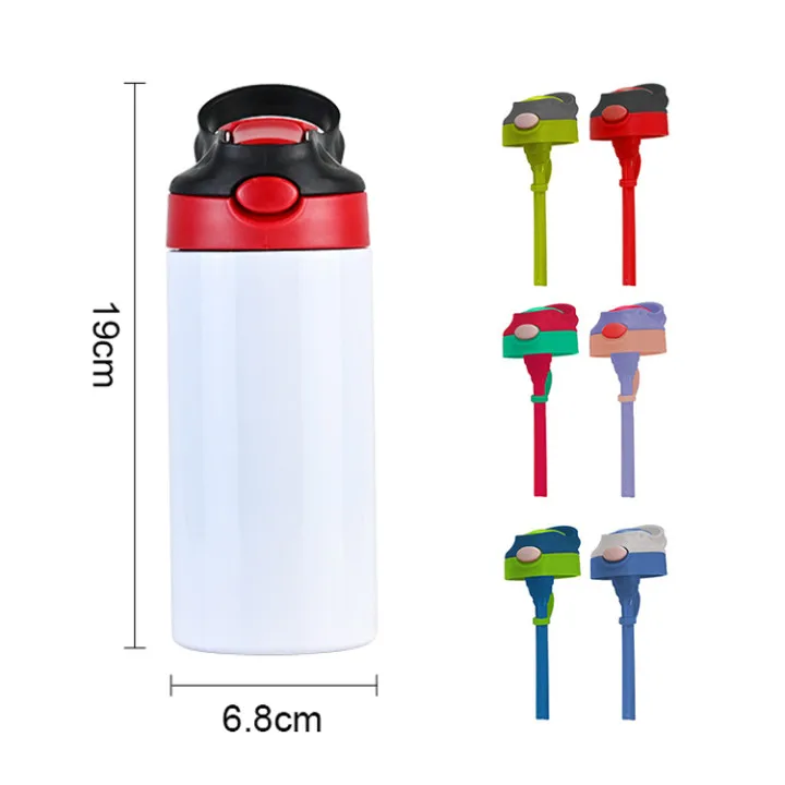 USA warehouse 350ml 12oz kids flip top kids bottle straight sublimation blanks bouncing tumbler stainless steel double wall cup