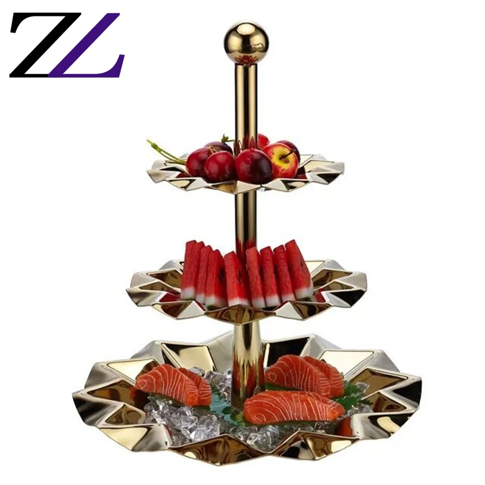 Buffetware pastry display racks cupcake glass risers triangle hammered 5 layer stainless steel buffet cocktail raiser and stands
