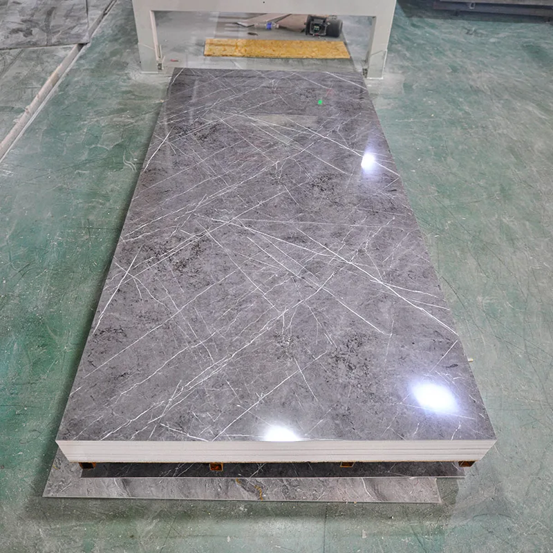 Easy Clean PVC Marble Sheet High Glossy Living Room Background Wall UV Plastic Wall Panel Glue Only Install Fireproof