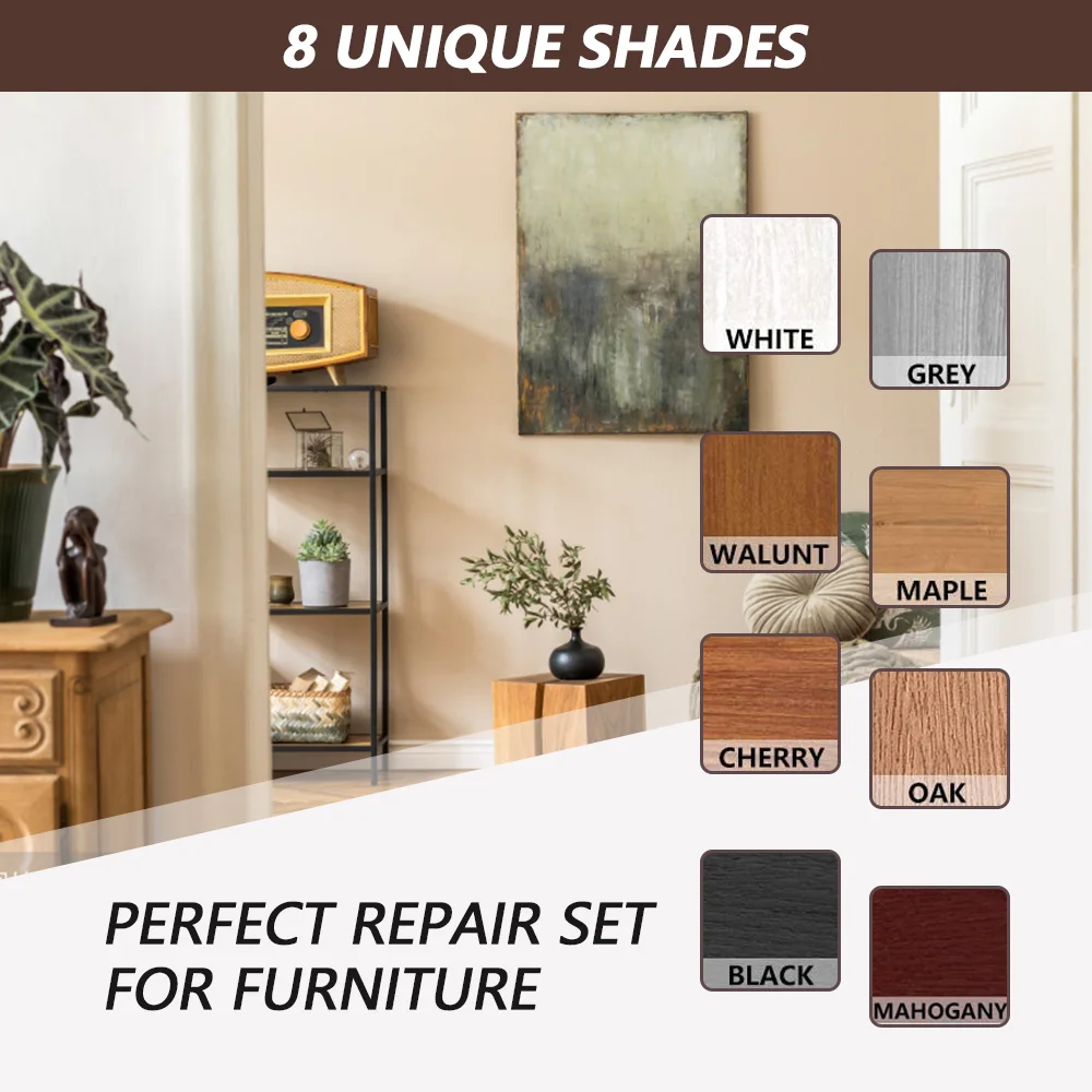 Repair Scratch Cracks 8 Colors 17 Pack Furniture Repair Kit Wood Markers