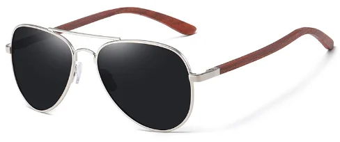 Latest Fashional 100% UV Protection metal frame with wood temple sunglasses with wooden glasses box