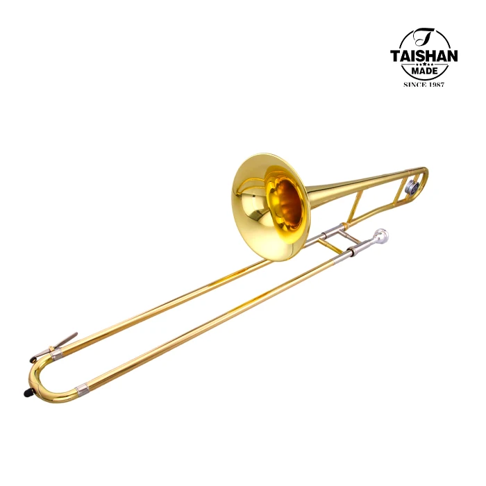 Gold Lacquer Bb Tone Slide Alto Trombone with Yellow Brass Key