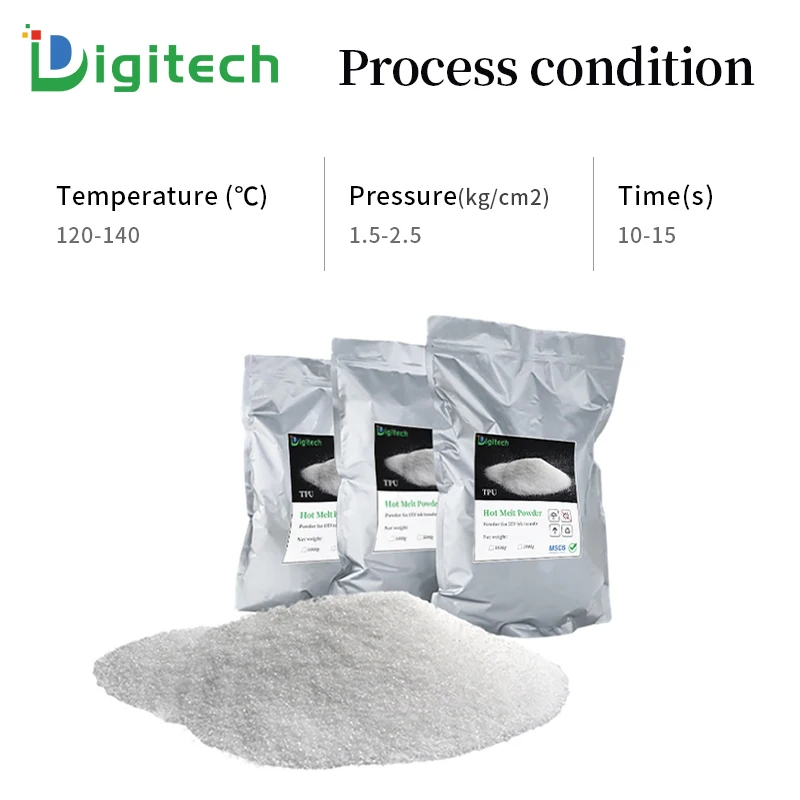 Digitech лидер продаж полиэфирный термоклей 80-170 мкм порошок DTF для термопечати на футболках
