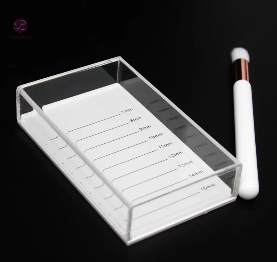 LashPlus custom logo acrylic lash pallet with cover eyelash extensions accessory lash tile with case