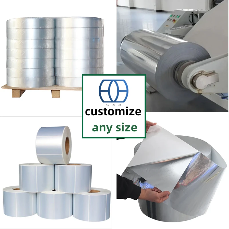 Factory direct sales bright silver jumbo label roll self adhesive pp material in rolls
