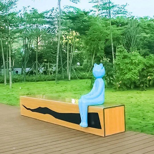 Fancy cat Fiberglass statue  cartoon sculpture Seat  Decor For Public