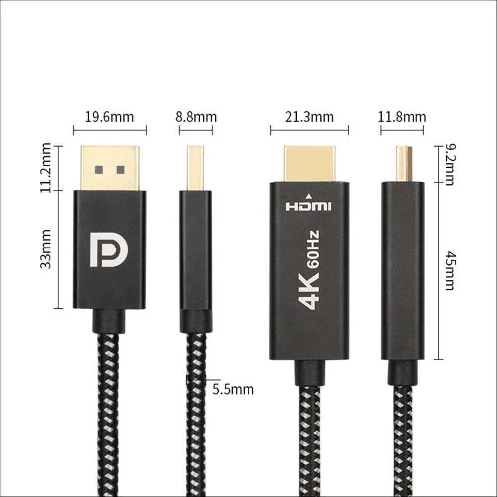 Vnew customized length  Displayport to HDMI CABLE 4K 60Hz DP to HDMI Gold-Plated Cord 6 Feet Cable for mobile phone