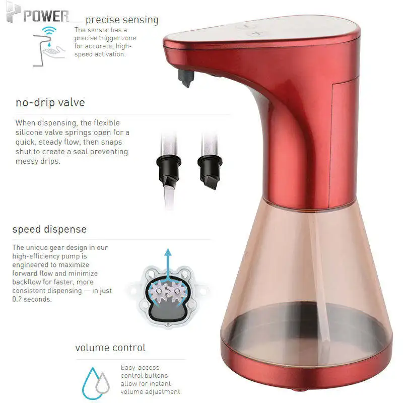 Round Automatic Spray Soap Dispenser 480ml Smart Sensor Dish Soap Dispenser For Kitchen Modern