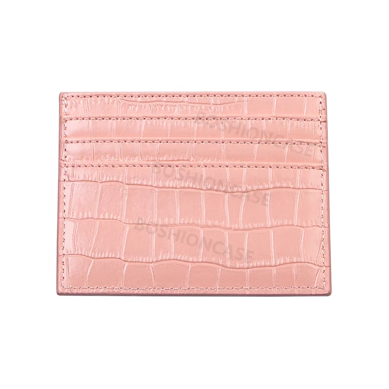 minimal slim Wallet Business minimalist RFID blocking coin Credit ID Card Holder Split crocodile leather men Card Case