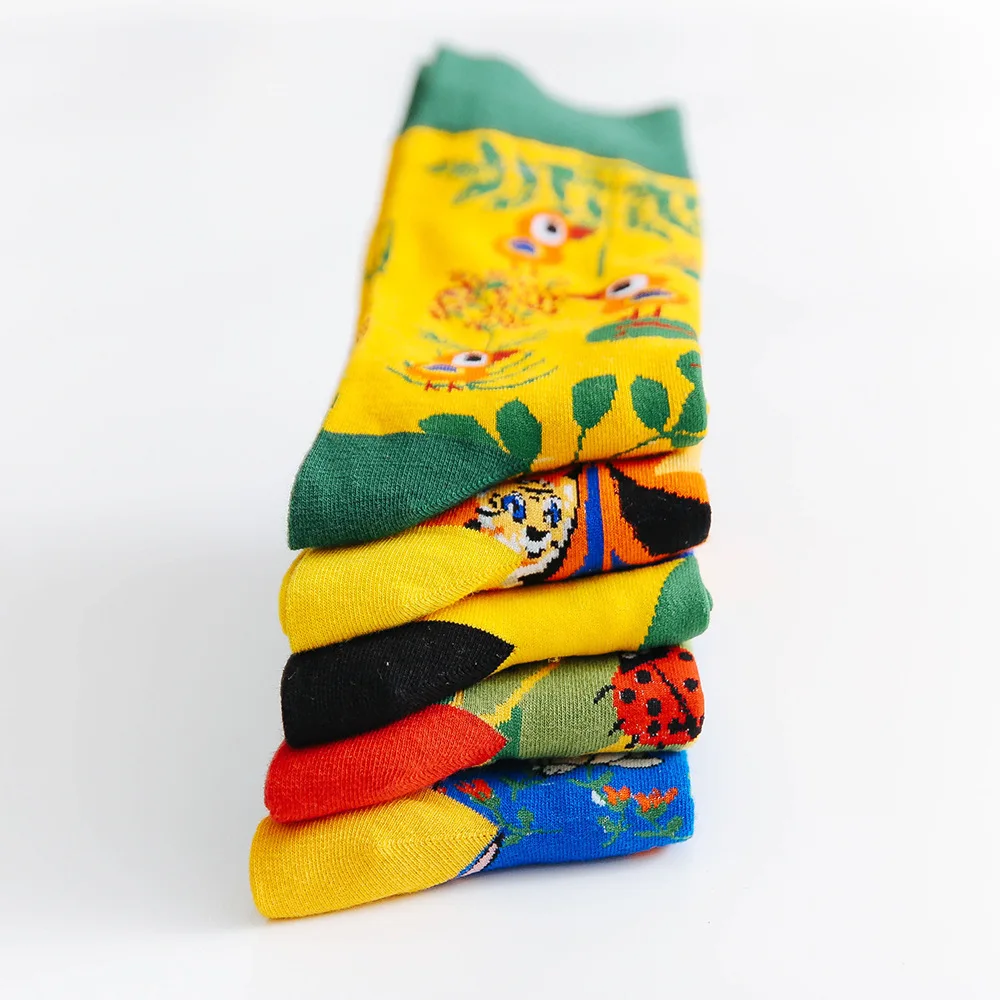 Cute Funny Soft Cotton Women Socks Novelty Ladybird Tiger Bird Bunny Dolphin Cartoon Animal Colorful Happy Socks For Girl Gift