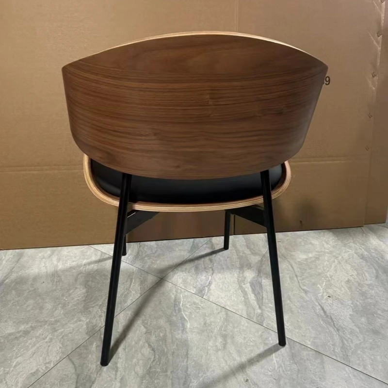 Classic modern design scandinavian metal wood seat  and backrest light grey dining chair with cushion