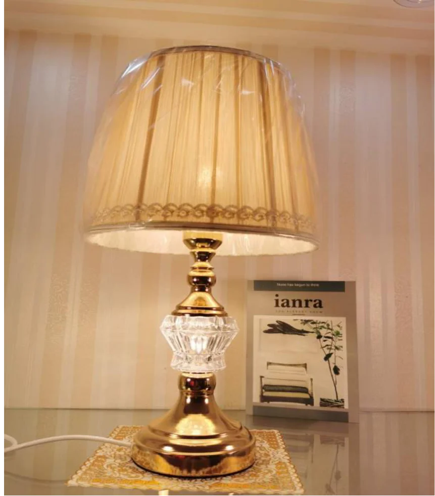 New Antique Fabric Shade With Many Colors Design Table lamp for Studying Black Crystal Table lamp LED With USB port