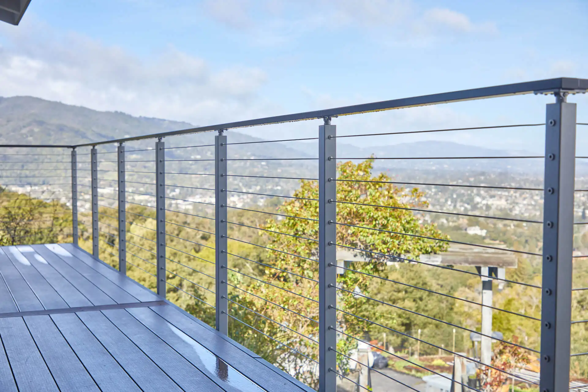 Stainless Steel Cable Post Glass Stainless Steel Balcony Wrought Iron Balustrade Wire Cable Side Mount Deck Cable Railing