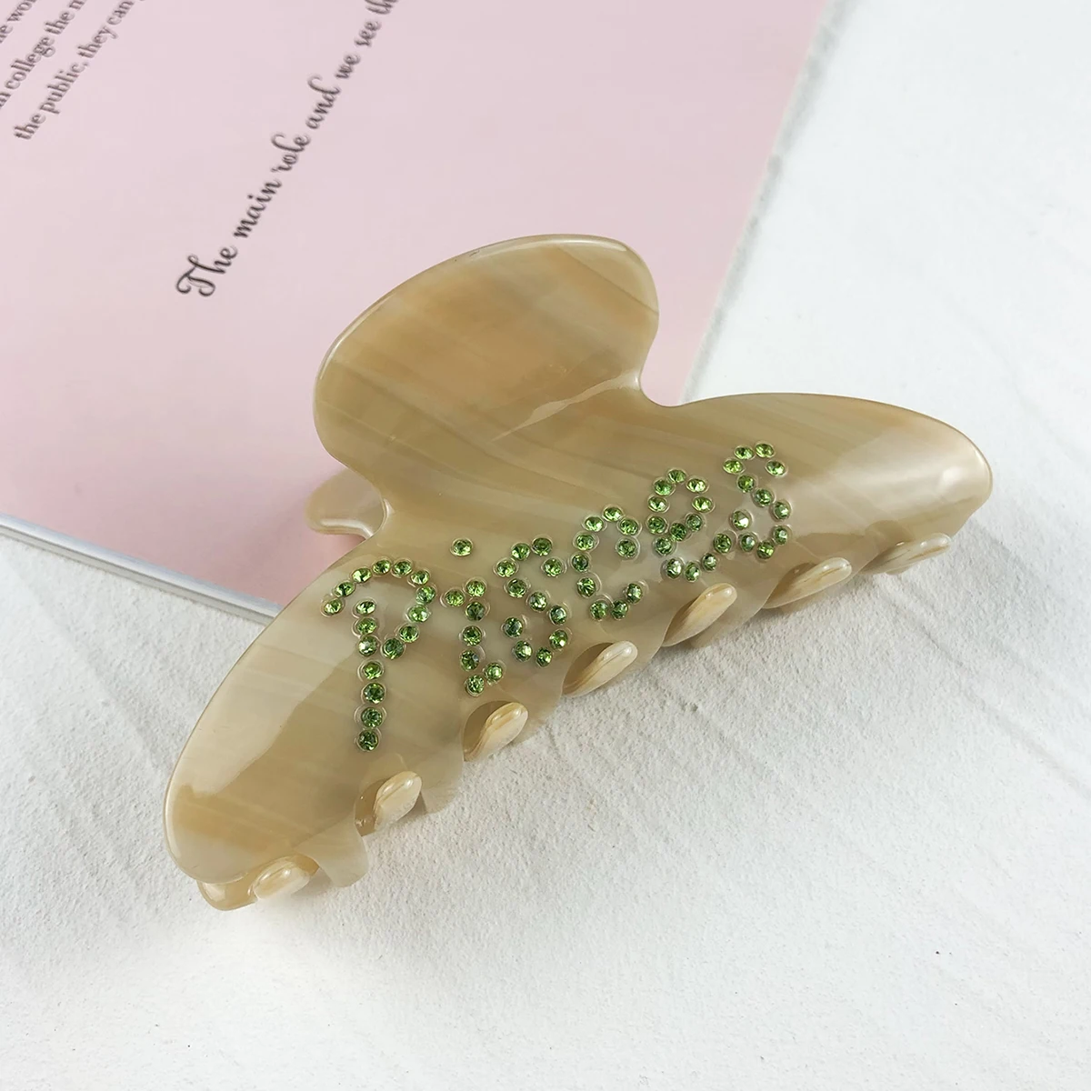 Wholesale 12 Zodiac Pisces Stone Acetate Shark Hair Claw Clips For Women High Quality Custom Fashion Hair Accessories