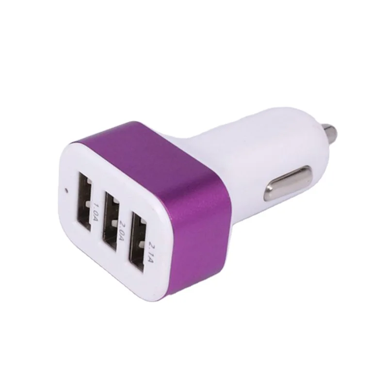 Горячая продажа дешевый портативный мини led usb зарядное устройство 5v/2.1A usb хаб 2,0 3 порта портативный аккумулятор для мобильного телефона автомобильное зарядное устройство