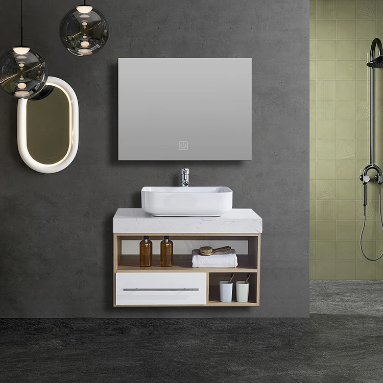 Euro Style High End Bathroom Vanity Black And White Cabinet Bath Vanity Set With Suspended a Sink