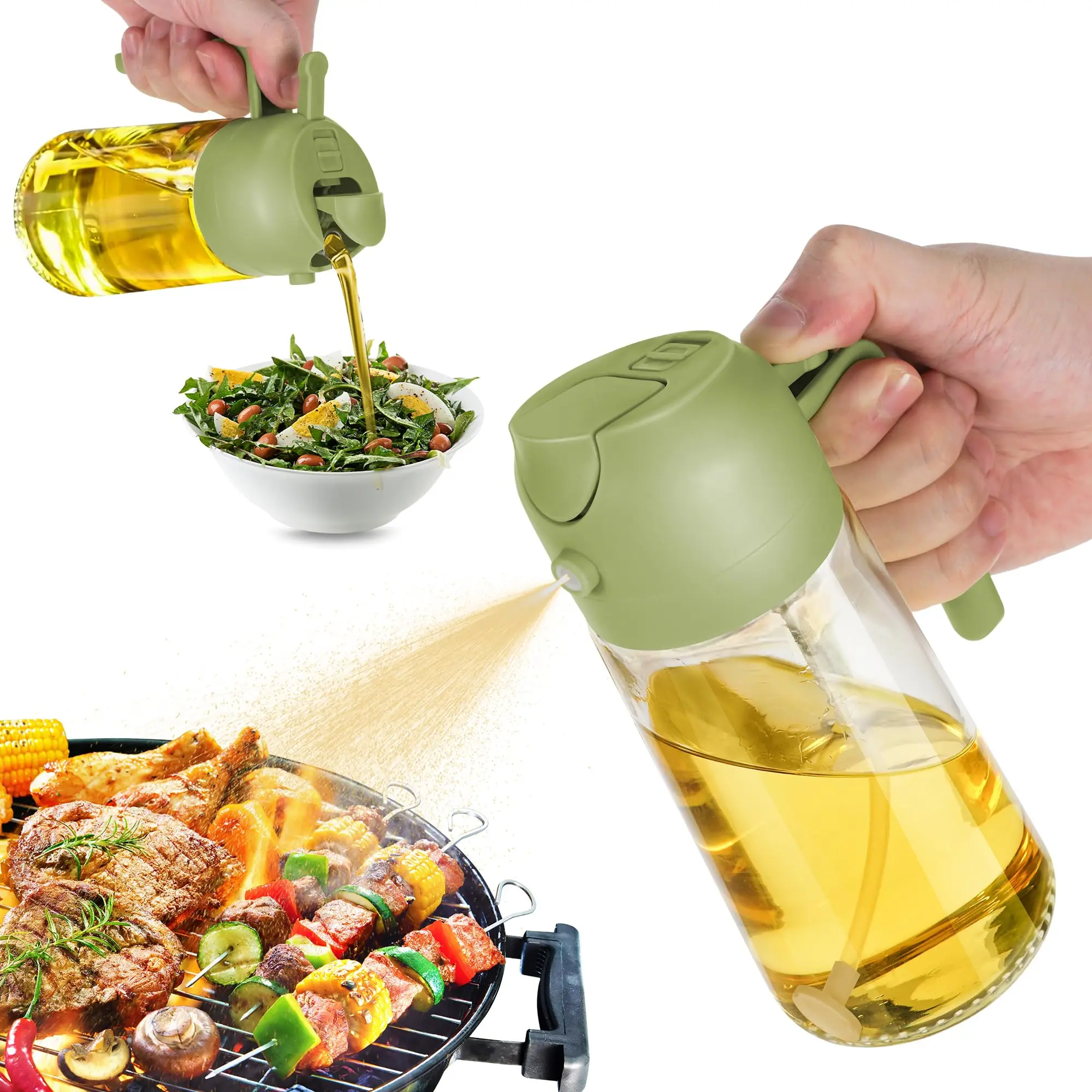 Wholesale 16oz 2-in-1 Olive Oil Dispenser and Sprayer with 470ml capacity for Kitchen Oil Bottle with Cheap price
