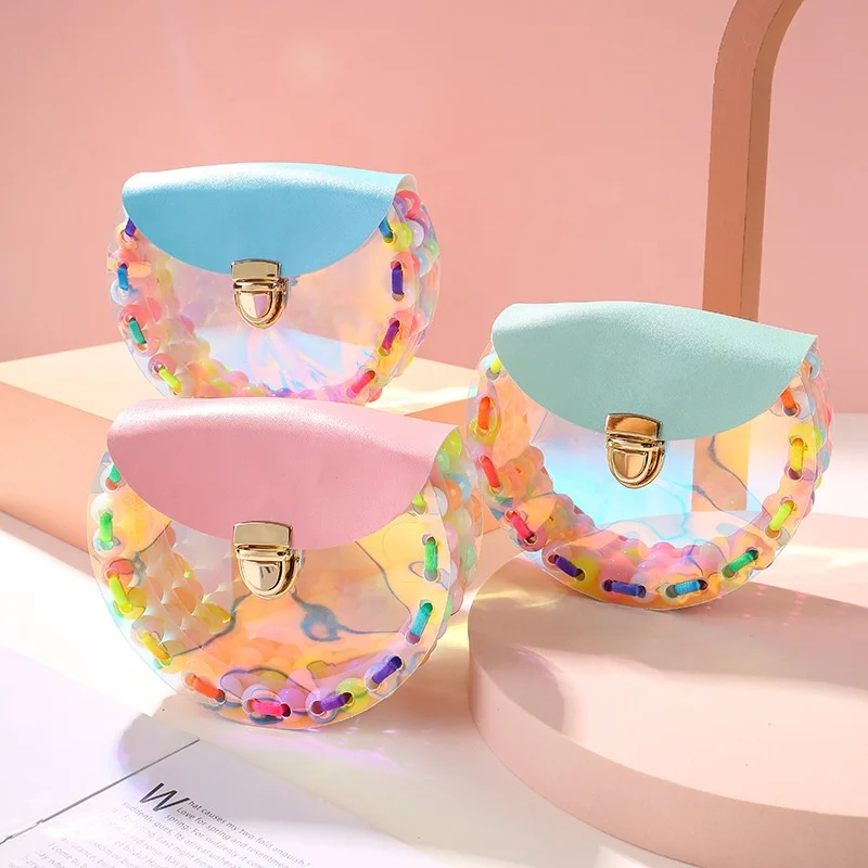 Wholesale girls jelly coin purse handmade DIY beaded material beading toy kit for girls shoulder bag