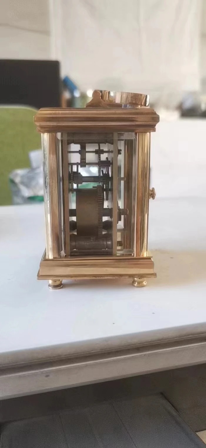 Imitated  18s French Gilt brass Cased White Porcelain Dial 8 Day Repeater Mechanical Movement Carriage Travelling  clock / watch