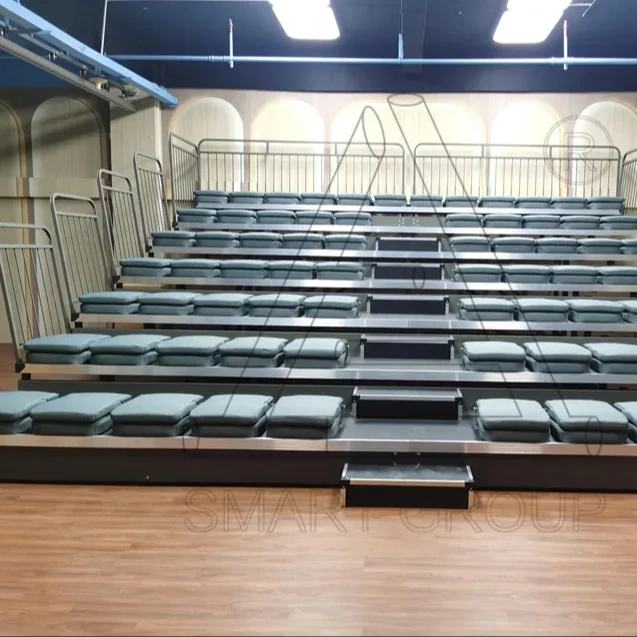 7 rows 72 seats telescopic bleacher seating Customized retractable bleachers indoor stadium bleachers