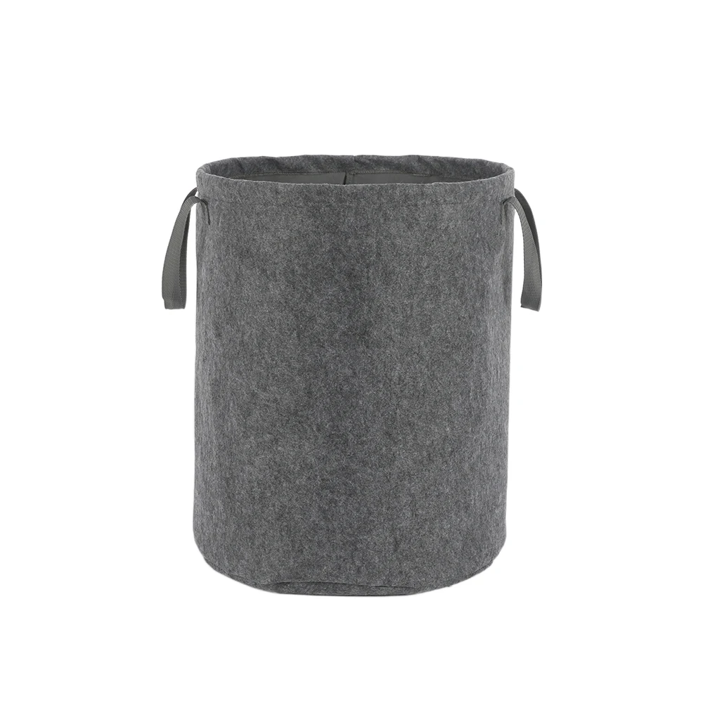 Wholesale bathroom bag toy storage felt fabric washing clothes laundry basket bag cloth basket foldable laundry storage bag