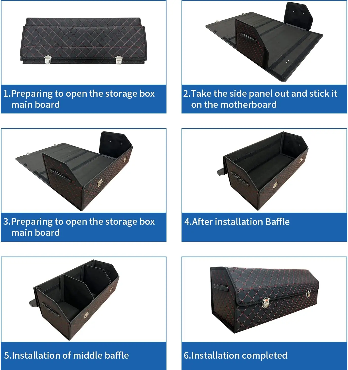 Multi-functional Leather Storage Box Trunk Organizer for Car With Lid Foldable Trunk Organizer for SUVs and Sedans