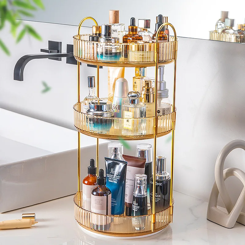 Bathroom Countertop Organizer Spinning Perfume organizer 3 tier 360° Rotating Makeup storage Organizer rack
