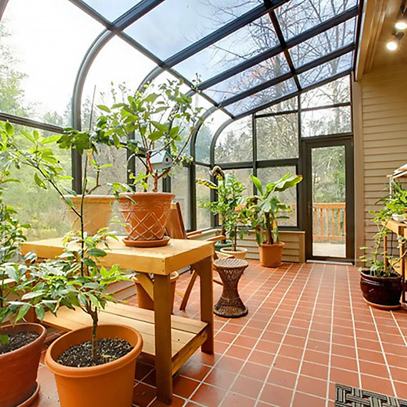 Balcony Free Standing Winter Garden Aluminum Frame Slant Roof Sunroom Solarium Glass House Sun Room