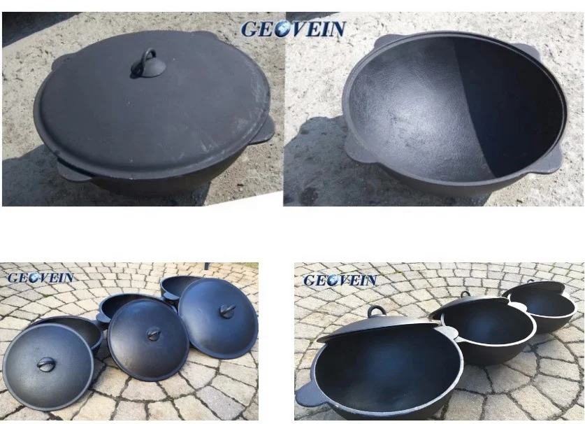 22 L Cast Iron Kazan Uzbeki Tatar Dish Plov Pot For Camping Cooking