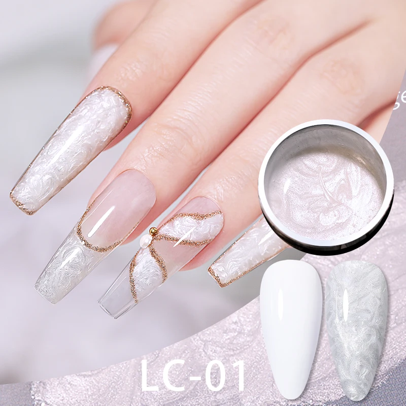 LILYCUTE 7 мл Гель-лак для ногтей 2024 полуперманентного сияния жемчужно-белый текстурный рисования