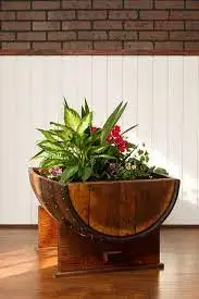 Sonoma Half Barrel Planter Wood Barrel Planter Garden Box Planter Pressure Treated Wooden Flower Barrels