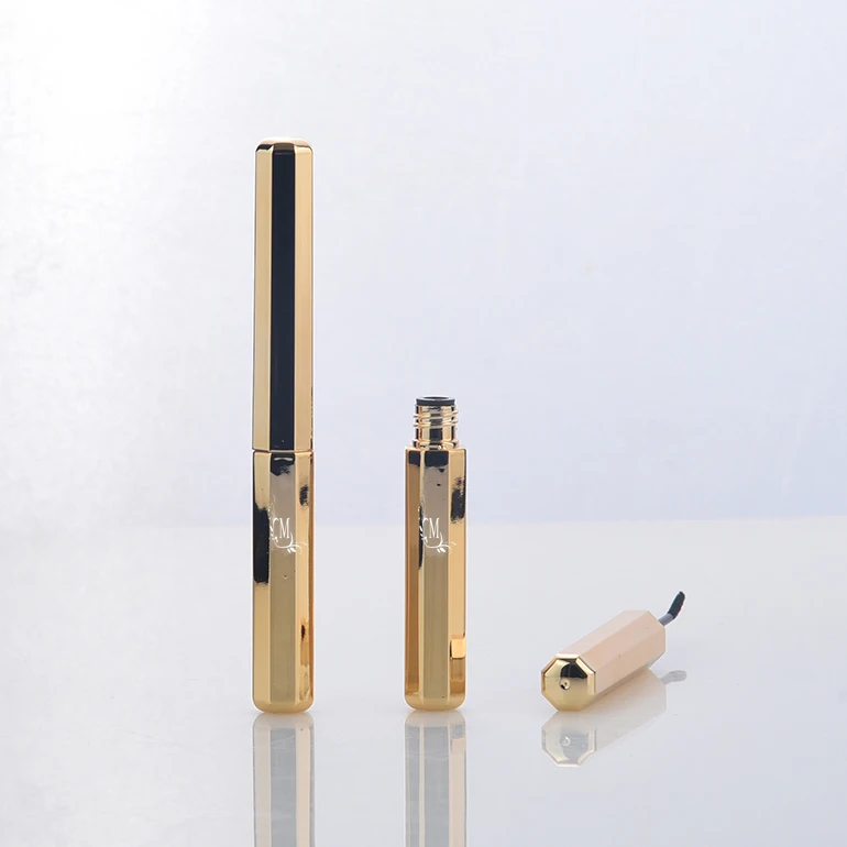 Лидер продаж, тушь для ресниц маленькой емкости, тонкая, длинная, шестигранная, золотистая, пустые туши для ресниц с кисточкой