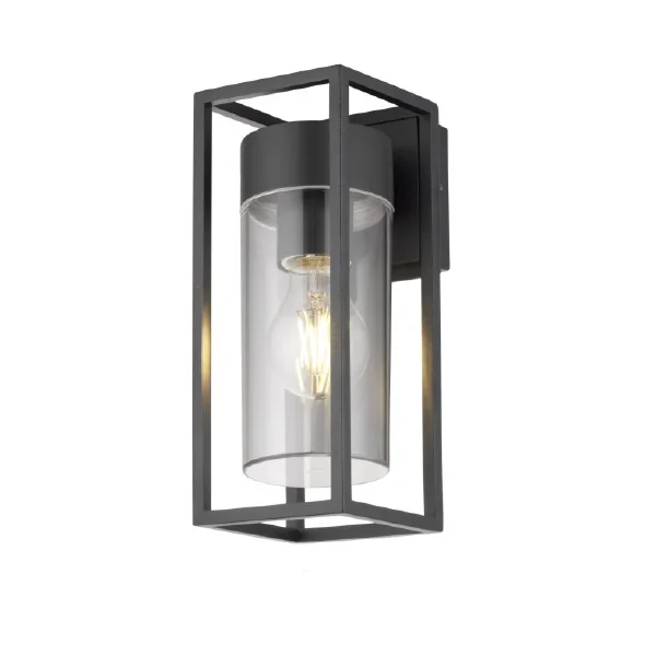 modern aluminum black single box waterproof garden porch E27 outdoor exterior wall lantern light