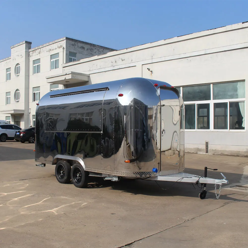 JX-BT450SS Custom Airstream Mobile Fast Food Truck Commercial Catering Mobile Bar BBQ Food Trailers With Full Kitchen Equipments