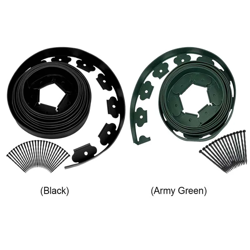 10M Fixed Garden Barrier Lawn Grass Plastic Edging Border Landscape Edging Garden Edge Kit With 30 Anchoring Spikes Easy Install