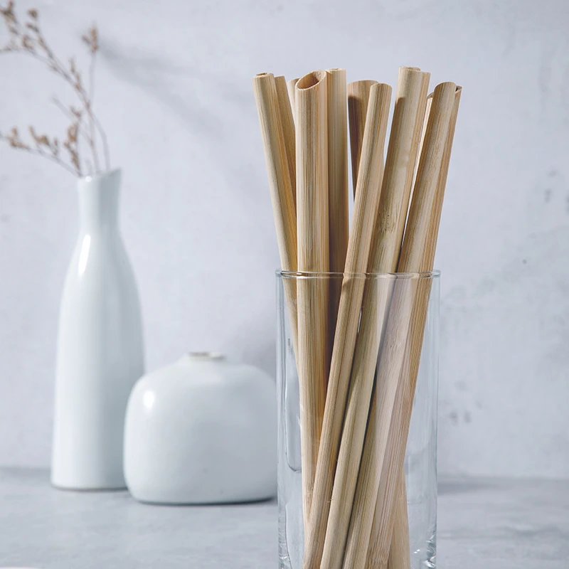 Biodegradable restaurant bar natural bamboo straw with custom logo bamboo reusable drinking straws
