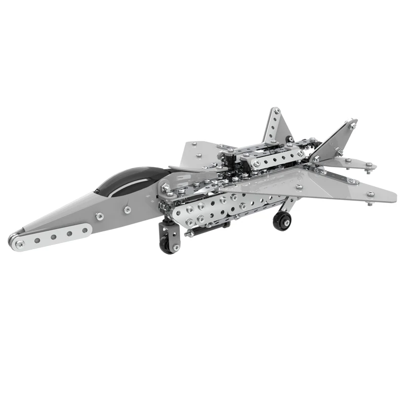 Self Assembly Alloy Metal Iron Building Blocks DIY Stainless Steel Fighter Plane Other Educational Toys