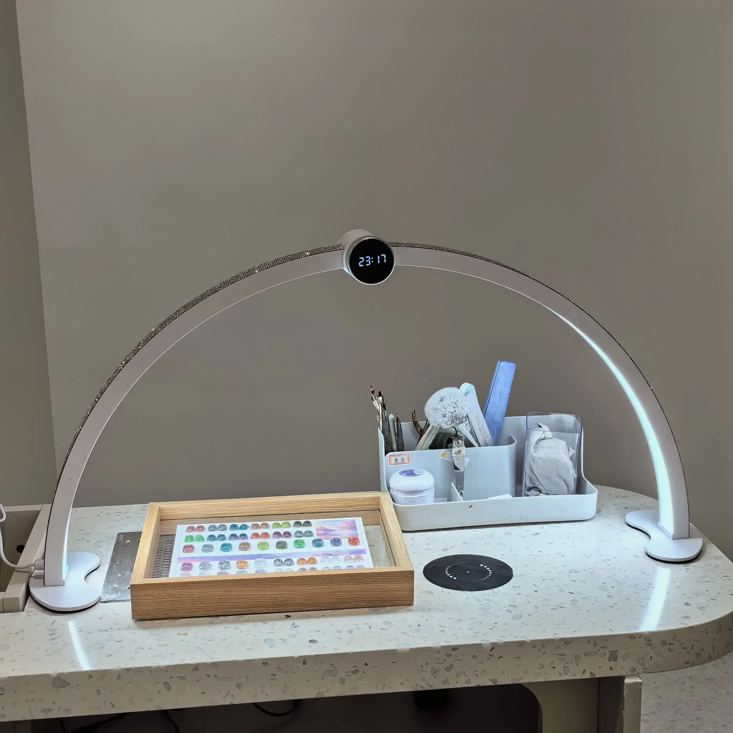 180 Degree With Display Hand Touch Screen Half Moon Led UV Light New Design Private Label Half-moon Table Lamp