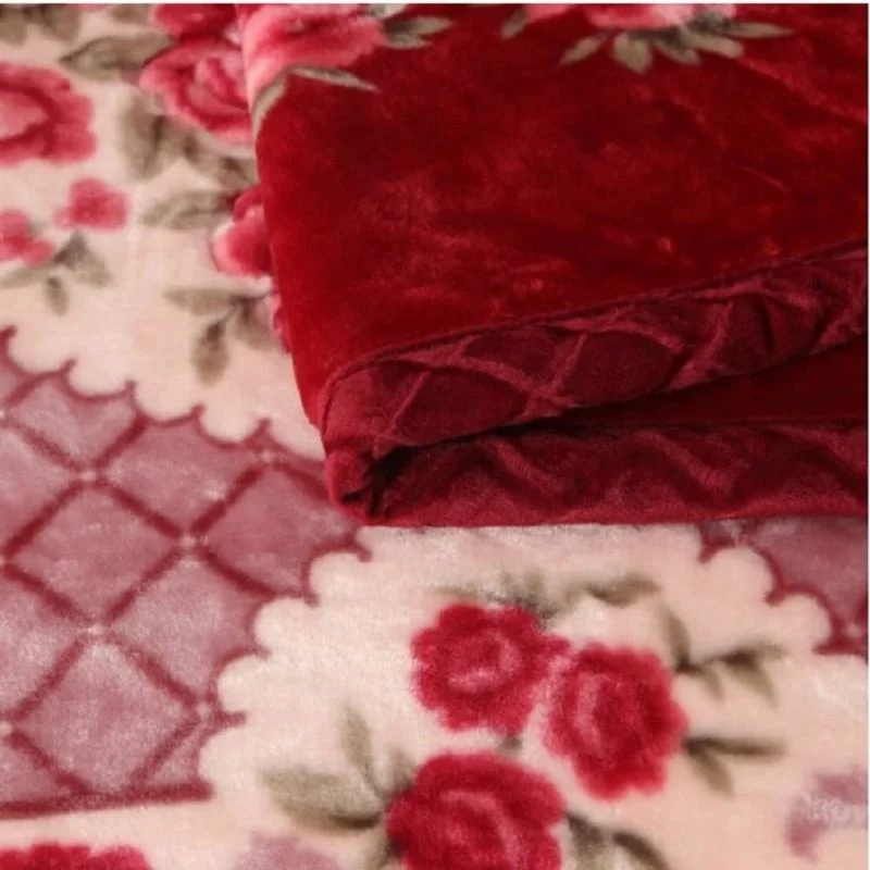 Superior Quality 2ply 150*200cm  2kg Customized Pattern Luxury 100% Polyester Super Soft Cozy Raschel Mink Blanket