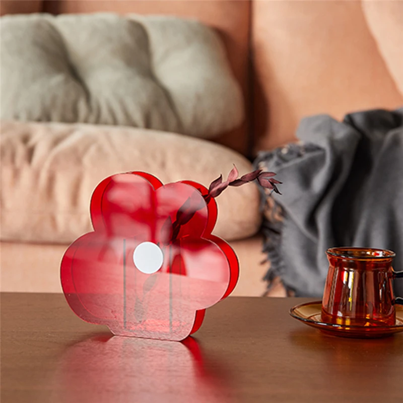 Nordic colorful Acrylic Vase Sun Dawn Minimalist Geometric Art Vase Vases For Home Decor Desktop Flower Arrangement Decoration