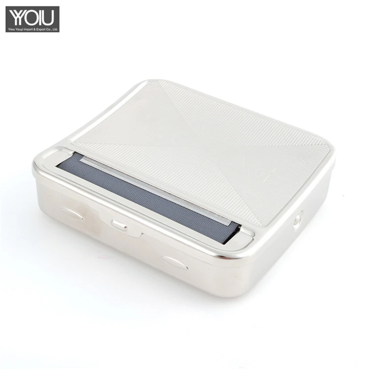 
TOBACCO stainless steel manual cigarette maker 78mm silver square pattern metal cigarette case 